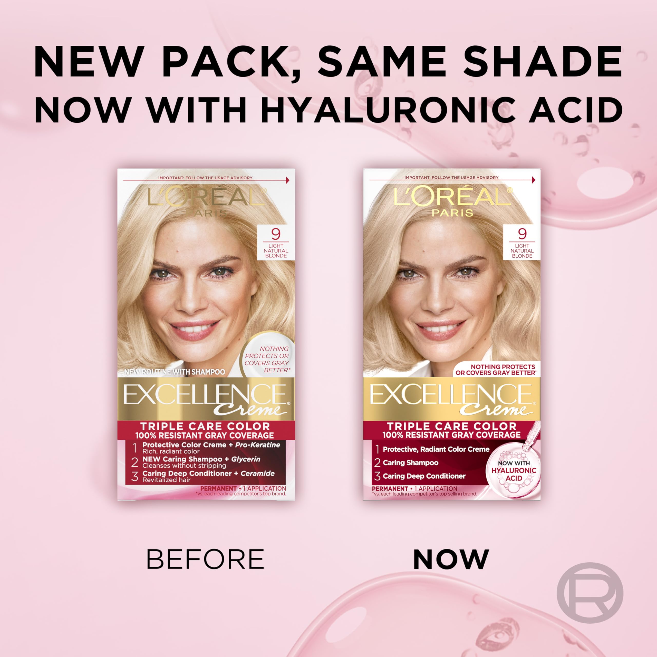L'Oreal Paris Excellence Crème 27-shades-range display shows diverse color options
