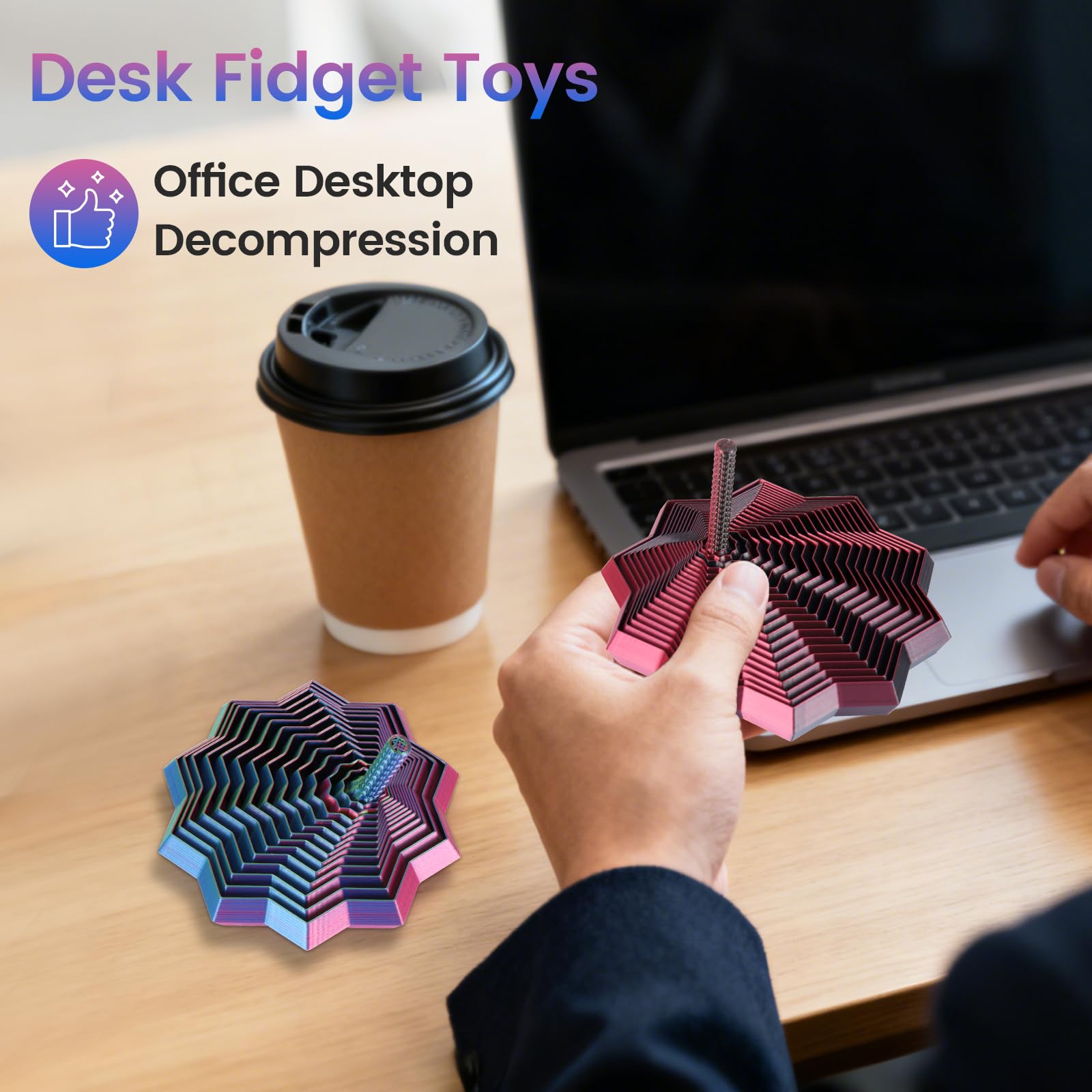 Losaria two-size fidget star fits bags and desks for on-the-go use.