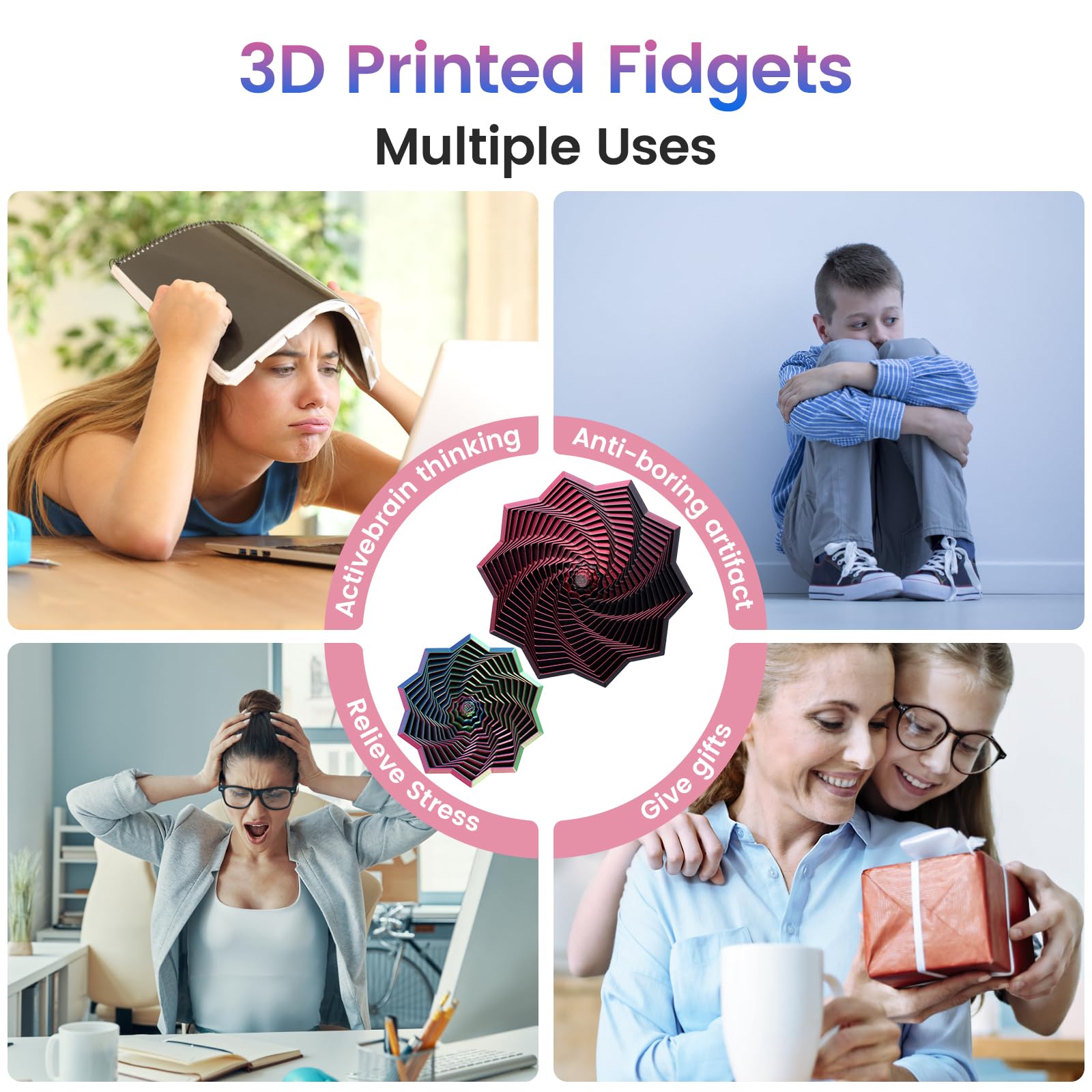 Losaria office desktop fidget star promotes calmer focus during tasks.