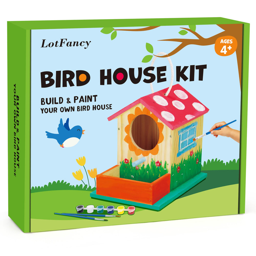 LotFancy Bird House Kit feeding trough at the front for birds