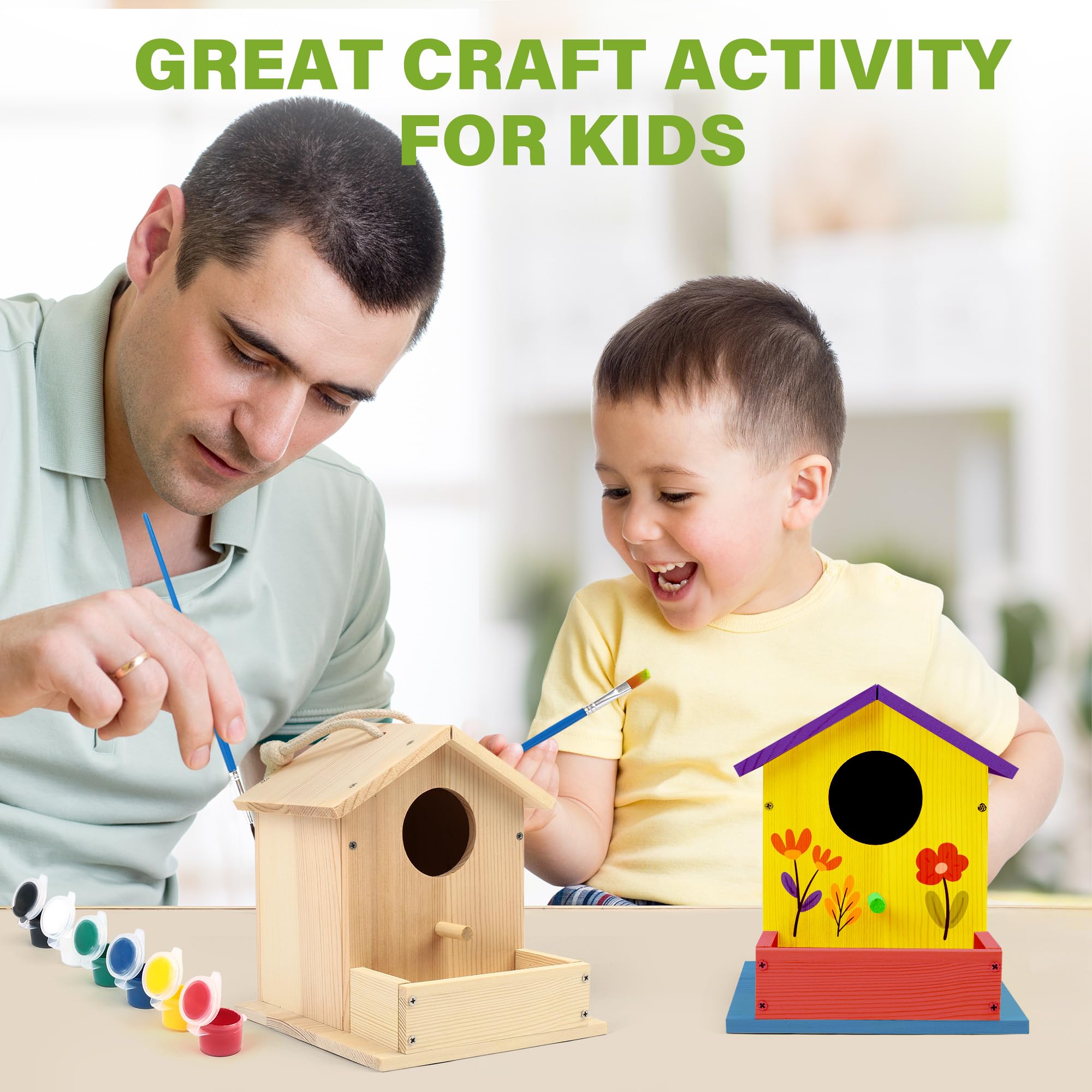 LotFancy Bird House Kit instruction guide assists kids through steps.