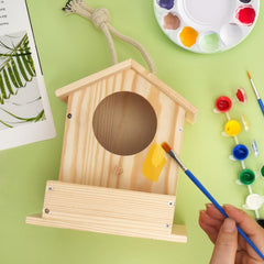 LotFancy Bird House Kit natural pine material for durable, eco-friendly crafting.