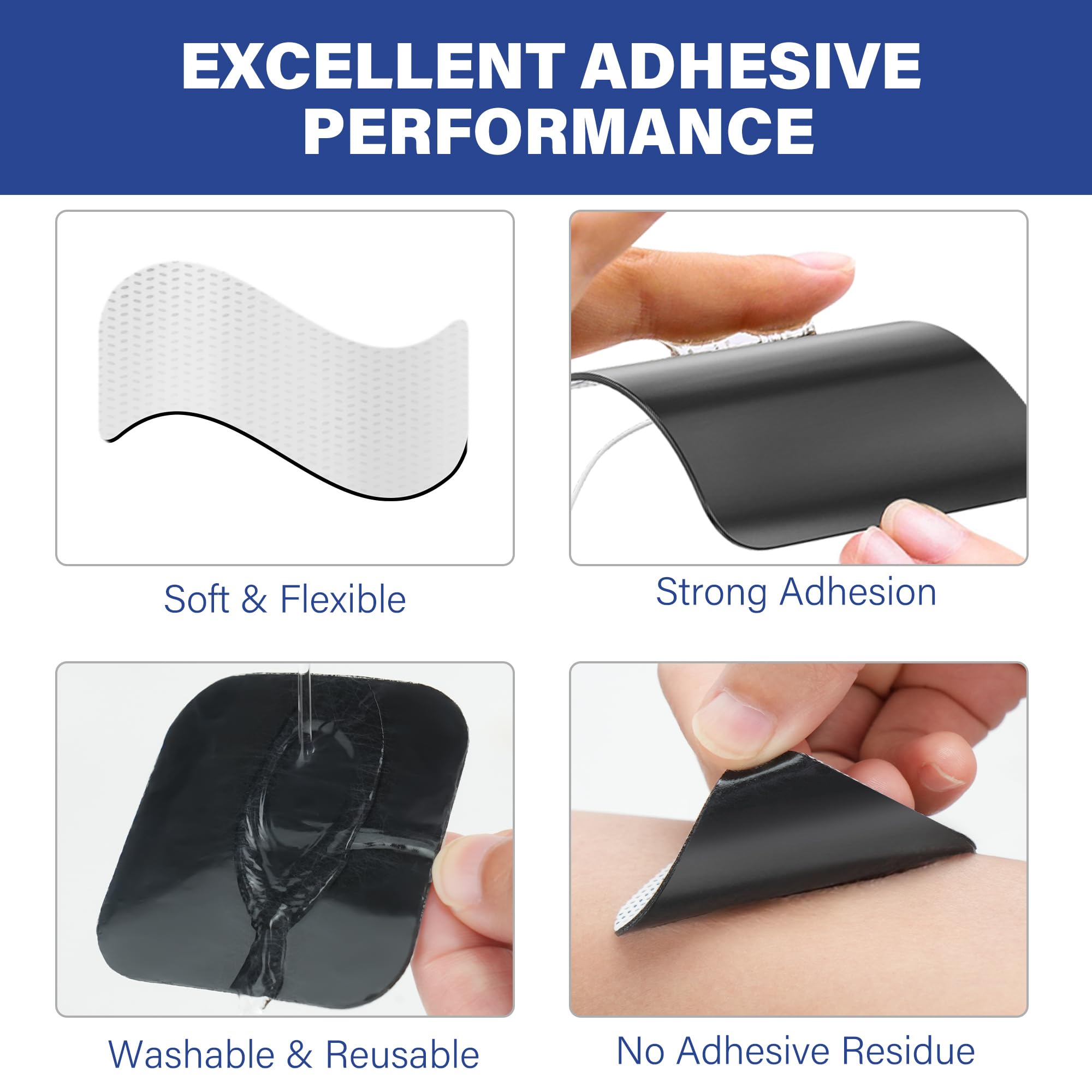 Universal 2mm connector pads fit most TENS and EMS devices.