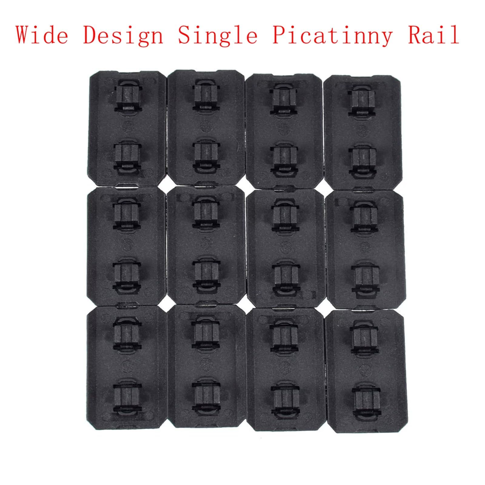 LOTGAUEN Picatinny rail 12-pack side profile showing rugged polymer build