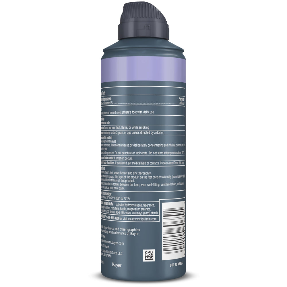 Lotrimin AF daily prevention spray on foot, convenient daily routine.