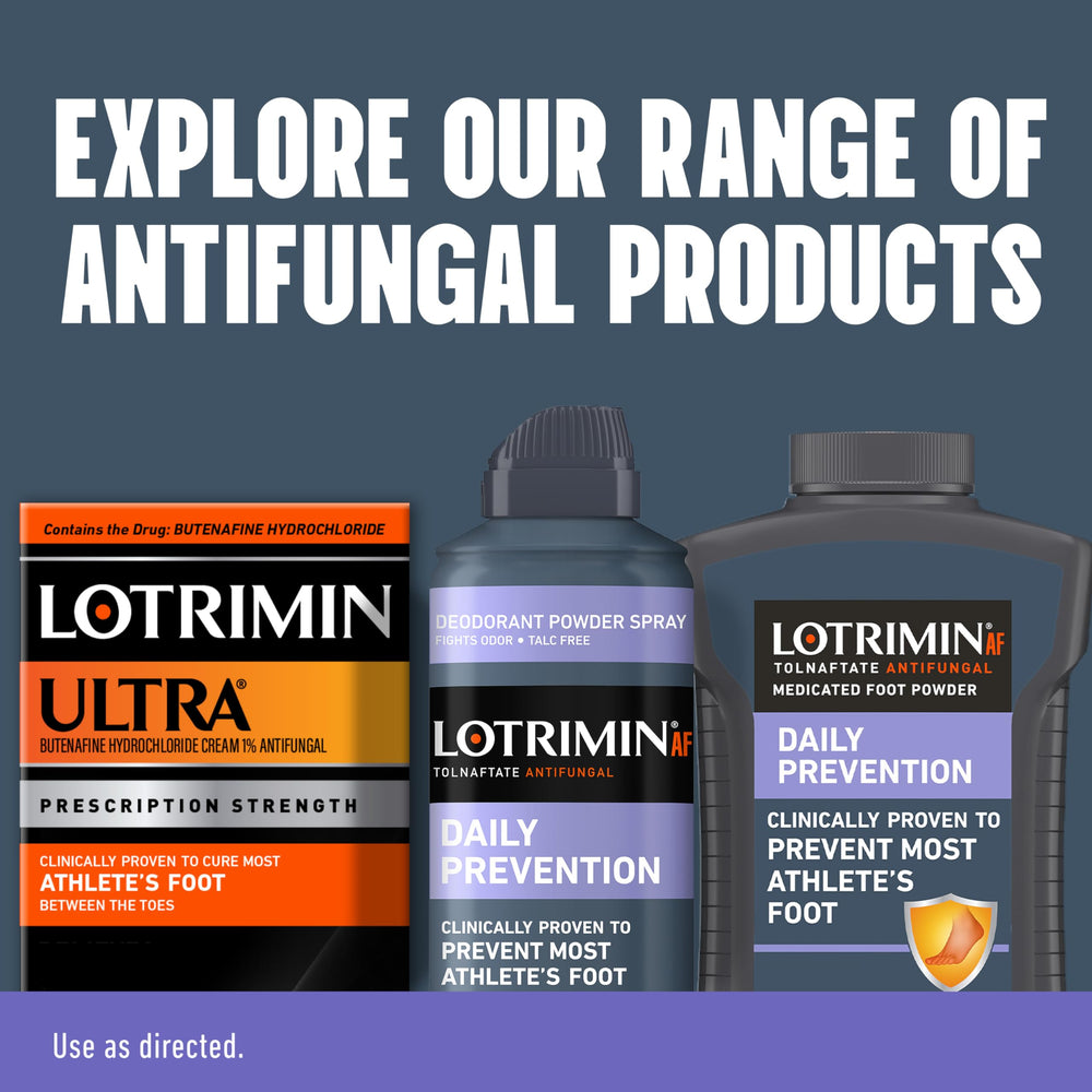 Lotrimin AF daily prevention drying action helps reduce damp environment on feet.