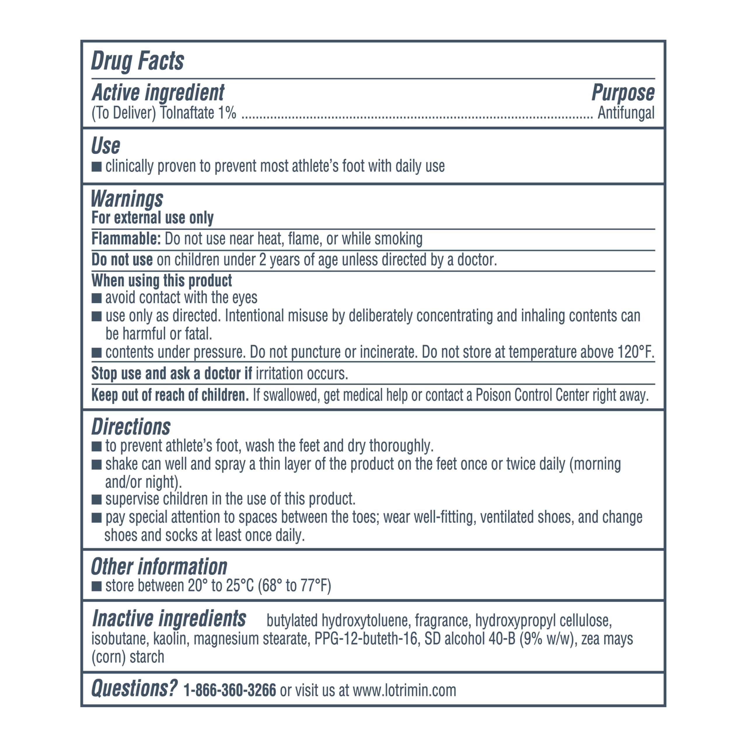 Lotrimin AF daily prevention packaging shows safe use for kids over 2.