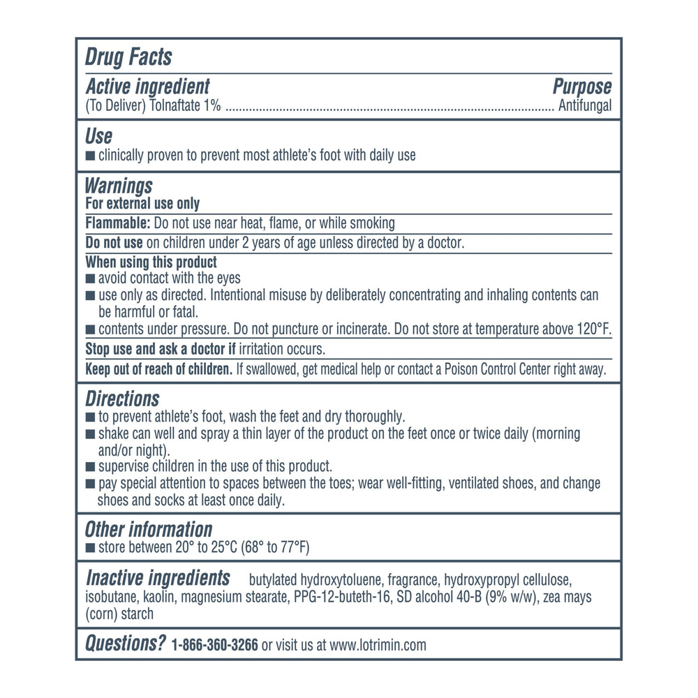 Lotrimin AF daily prevention packaging shows safe use for kids over 2.