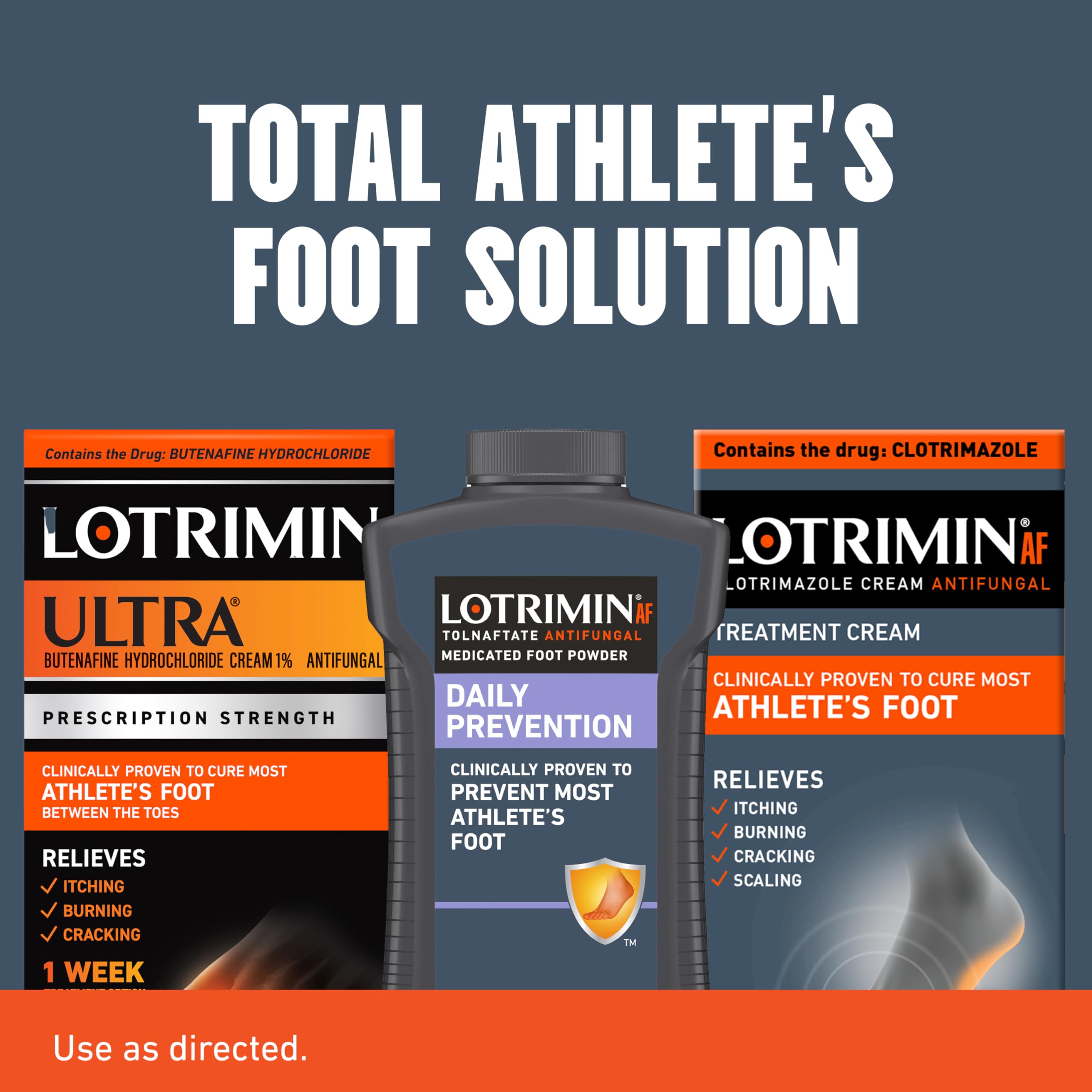 Lotrimin AF in shoe illustration keeps moisture down for comfortable wear.