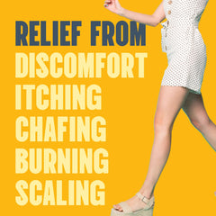 Product being applied to hard-to-reach inner thigh area
