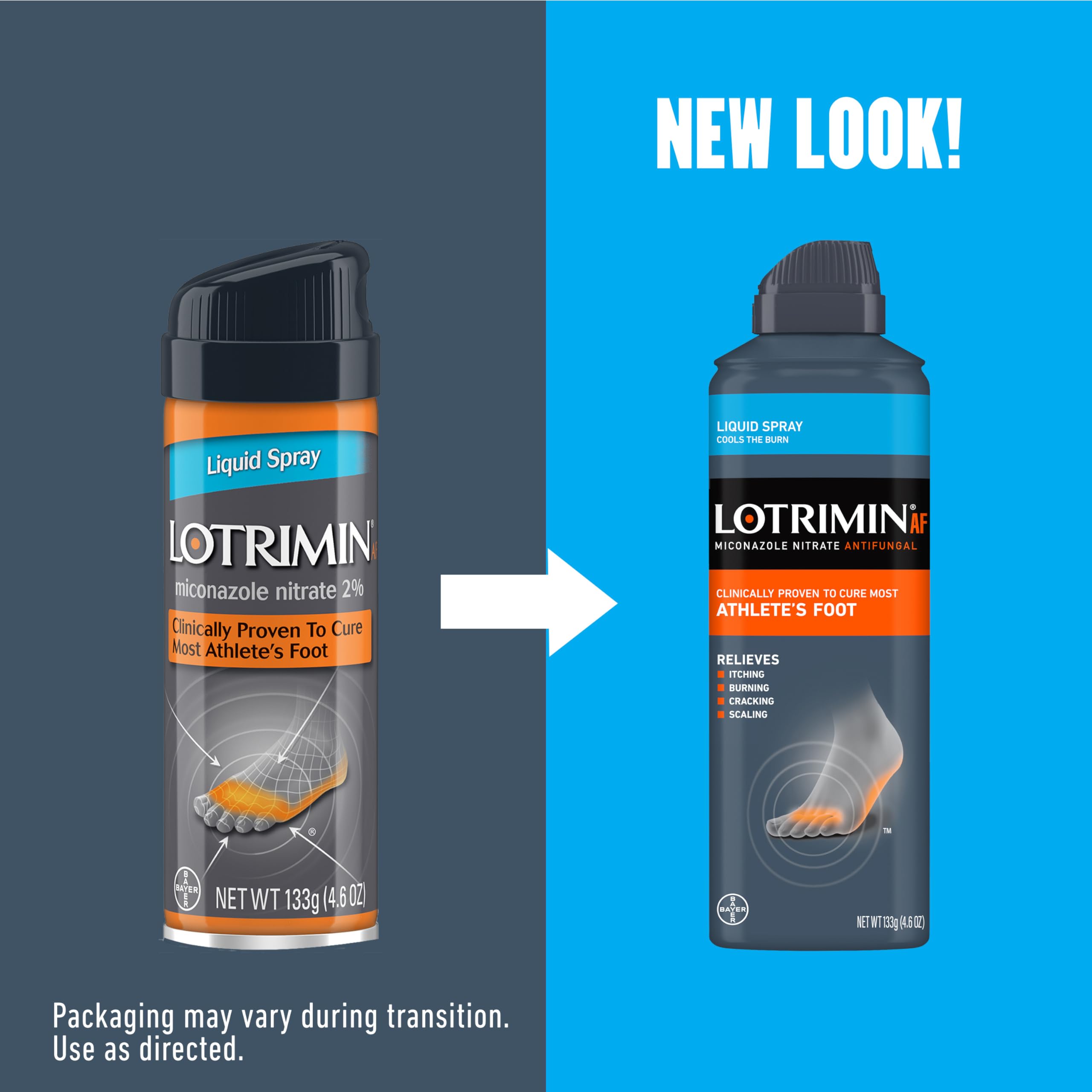 Lotrimin AF liquid spray nozzle ready for easy application.