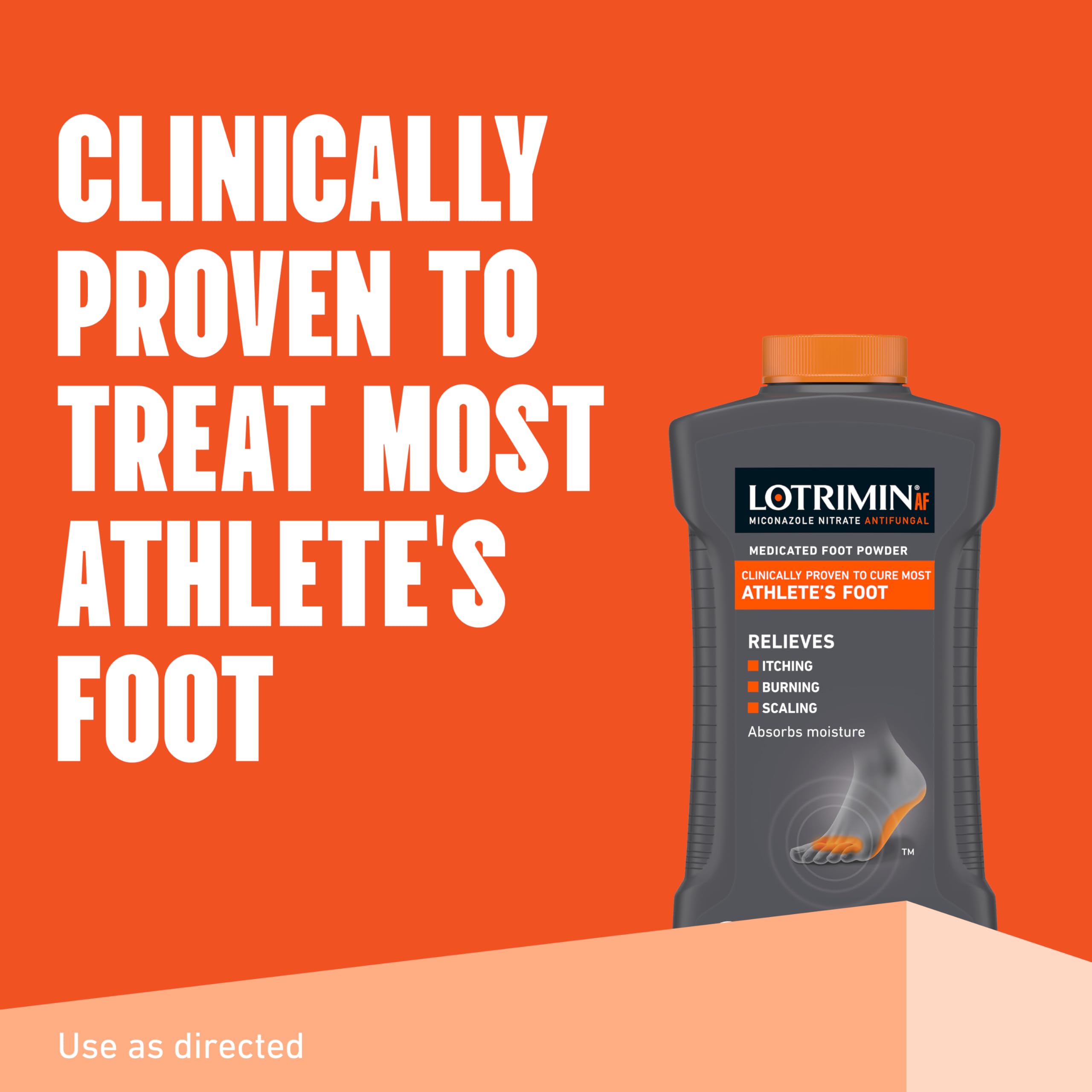 Lotrimin AF powder dusting on feet helps keep skin dry and comfortable.