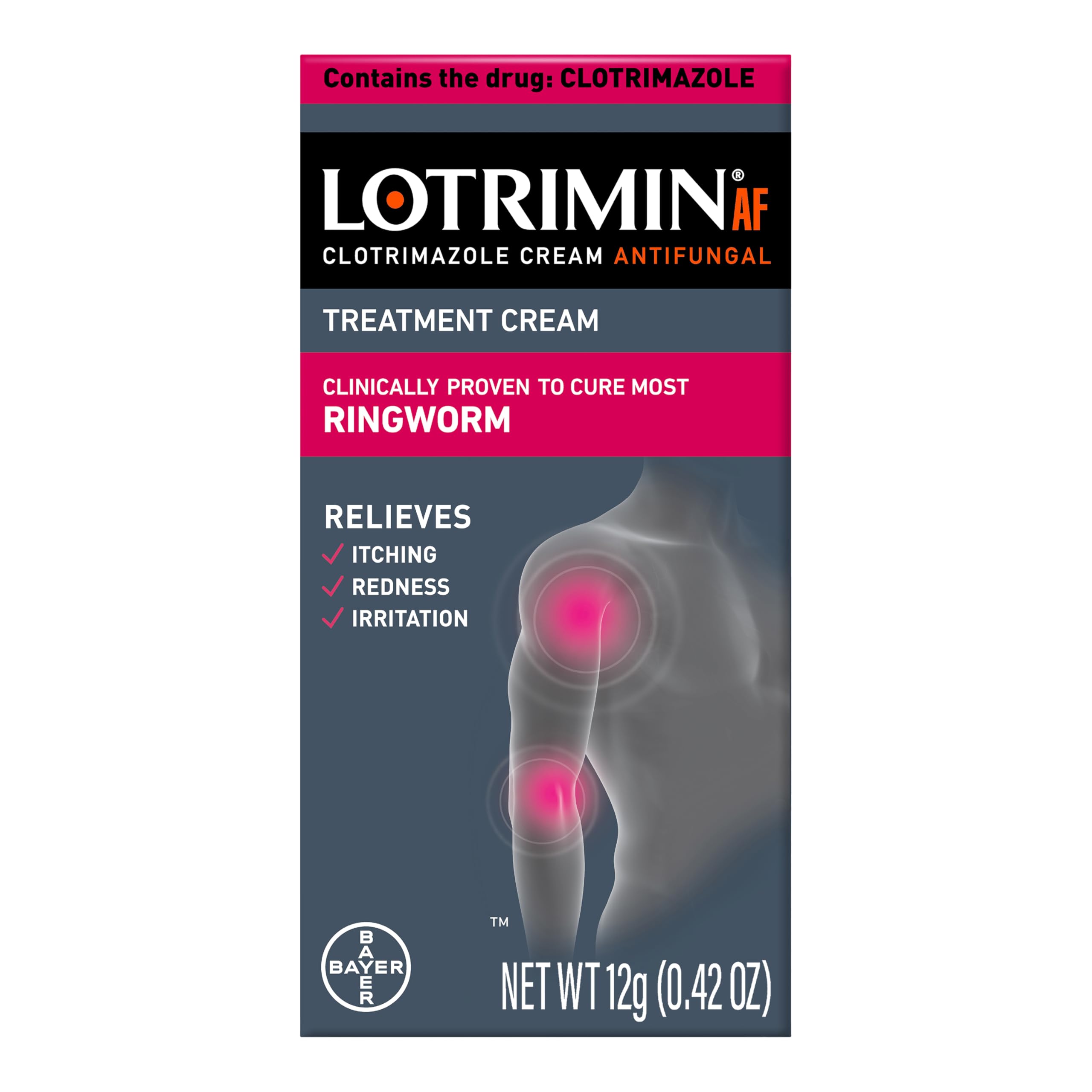 Lotrimin AF ringworm cream tube applying on skin for soothing relief.