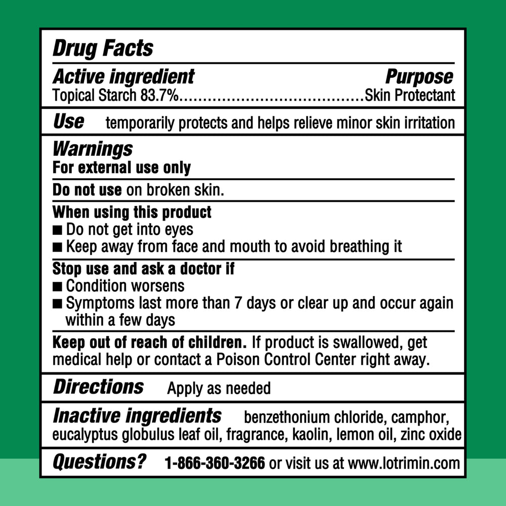 Packaging options for Lotrimin Daily Sweat & Odor Control Foot Powder.