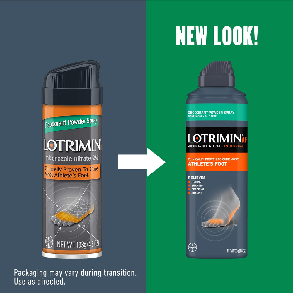 Lotrimin medicated deodorant powder spray side view showing can design