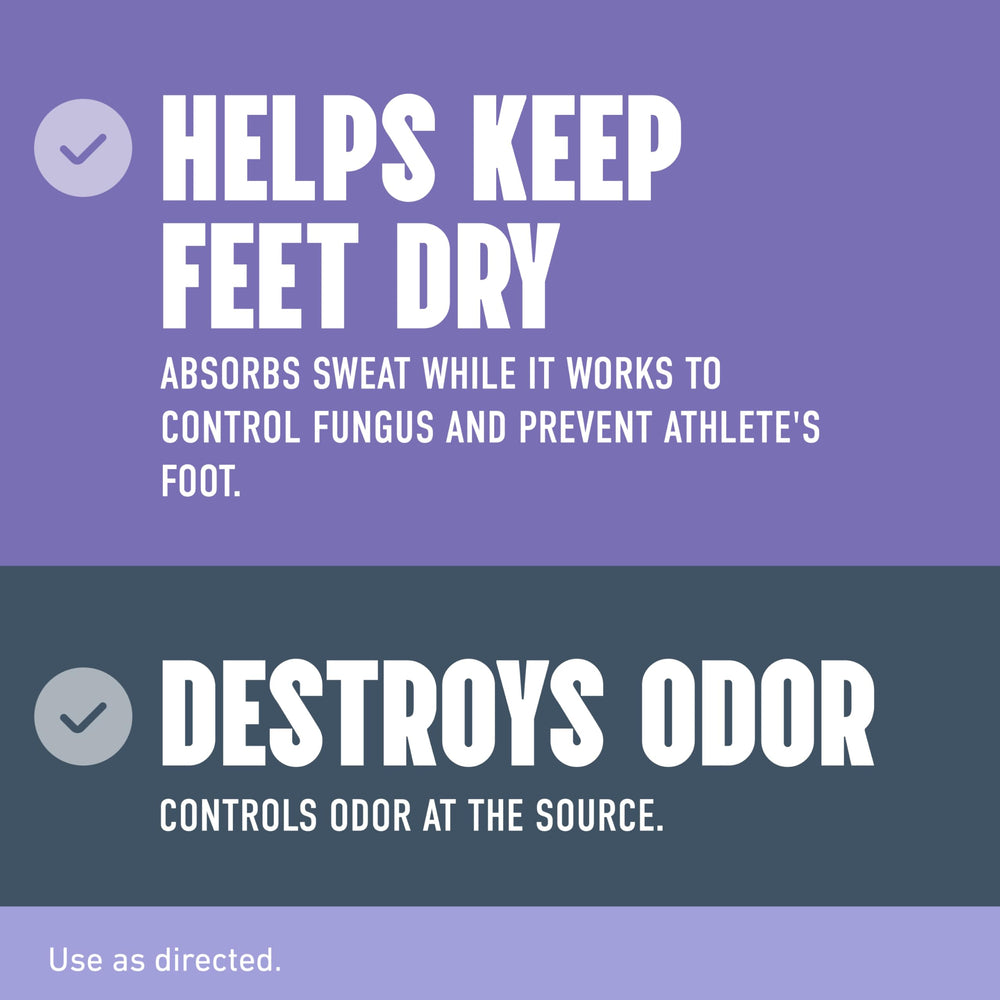 Lotrimin powder absorbs sweat to keep feet dry during activity