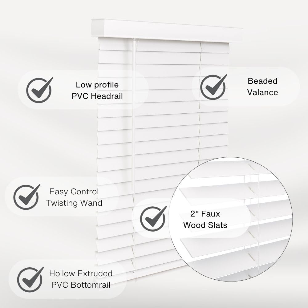 LOTUS & WINDOWARE 2-inch slats close-up shows smooth, textured faux wood.