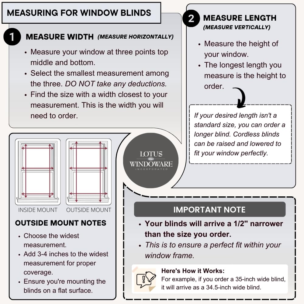 Lotus & Windoware easy-install faux wood blind with included hardware.