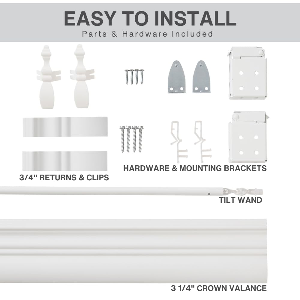 Ideal for living rooms, bedrooms, dens, and kitchens with a bright white finish.