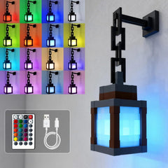 LOUHH Pixelated Lantern Night Light in wall-mounted form adds vibrant color options for game rooms.