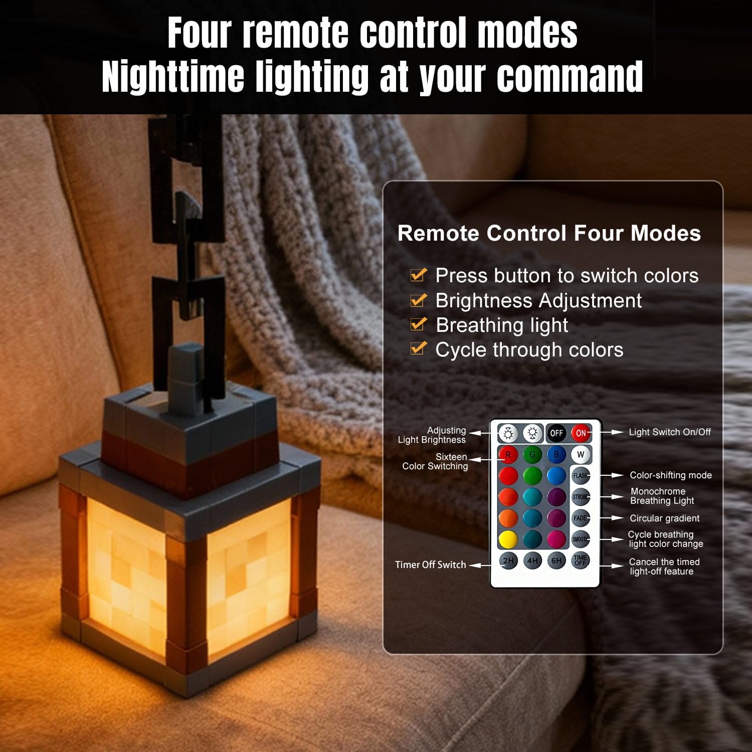 LOUHH Pixelated Lantern Night Light USB charging offers easy topping up anywhere.
