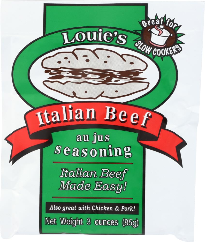 Louie's Italian Beef Seasoning bottle pour for rich au jus flavor