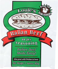 Louie's Italian Beef Seasoning bottle pour for rich au jus flavor
