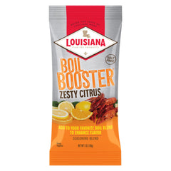 Louisiana Fish Fry Zesty Citrus Boil Booster bottle pour enhances seafood flavor