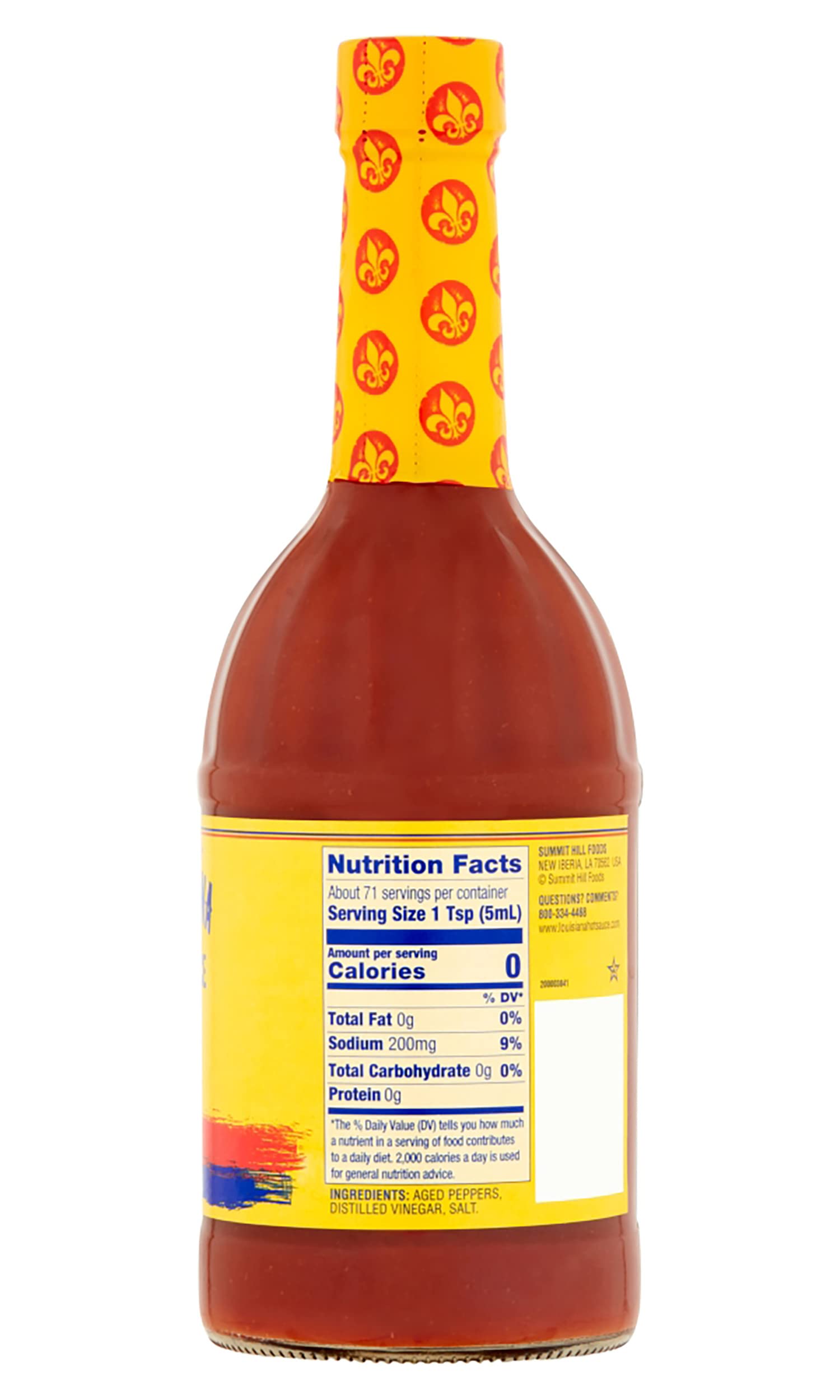 Louisiana Original Hot Sauce label close-up showing simple ingredients