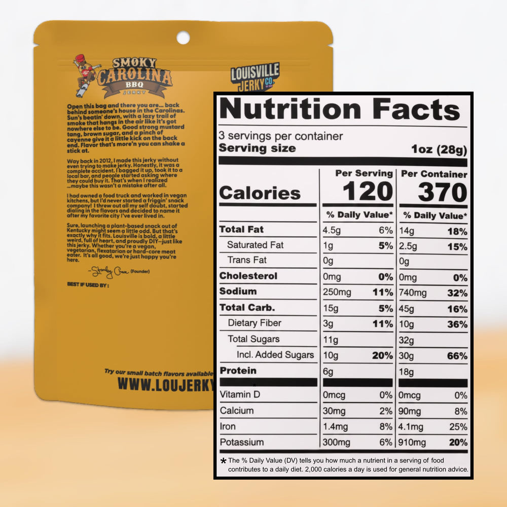 Louisville Vegan Jerky Smoked Black Pepper bag close-up with bold flavor