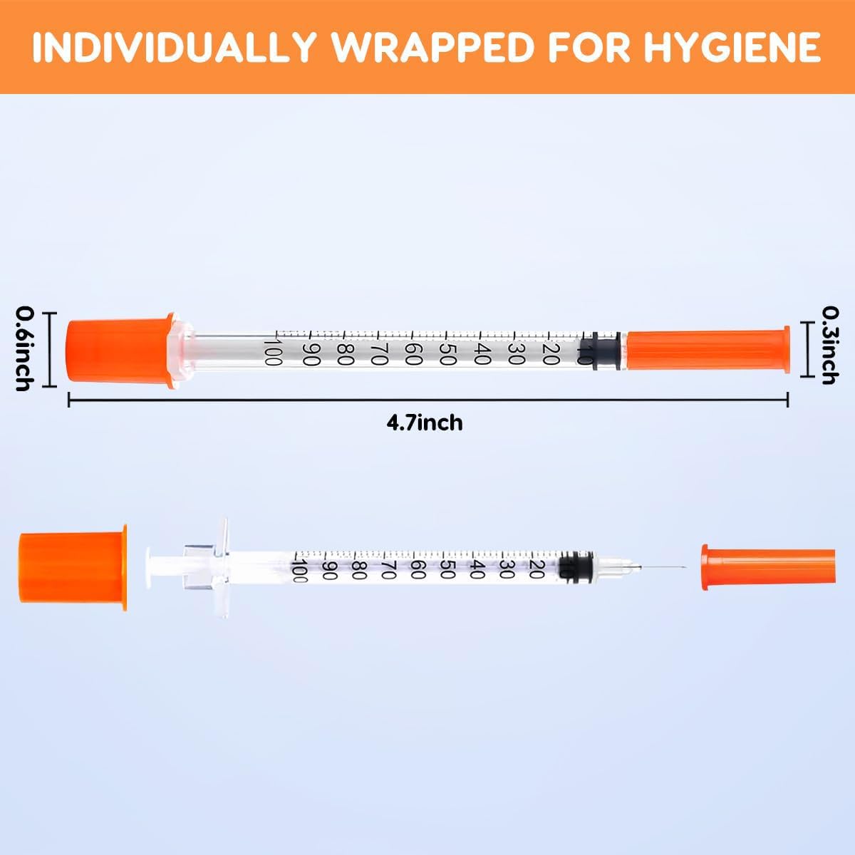 Includes needle cap and end cap to protect users and surfaces.