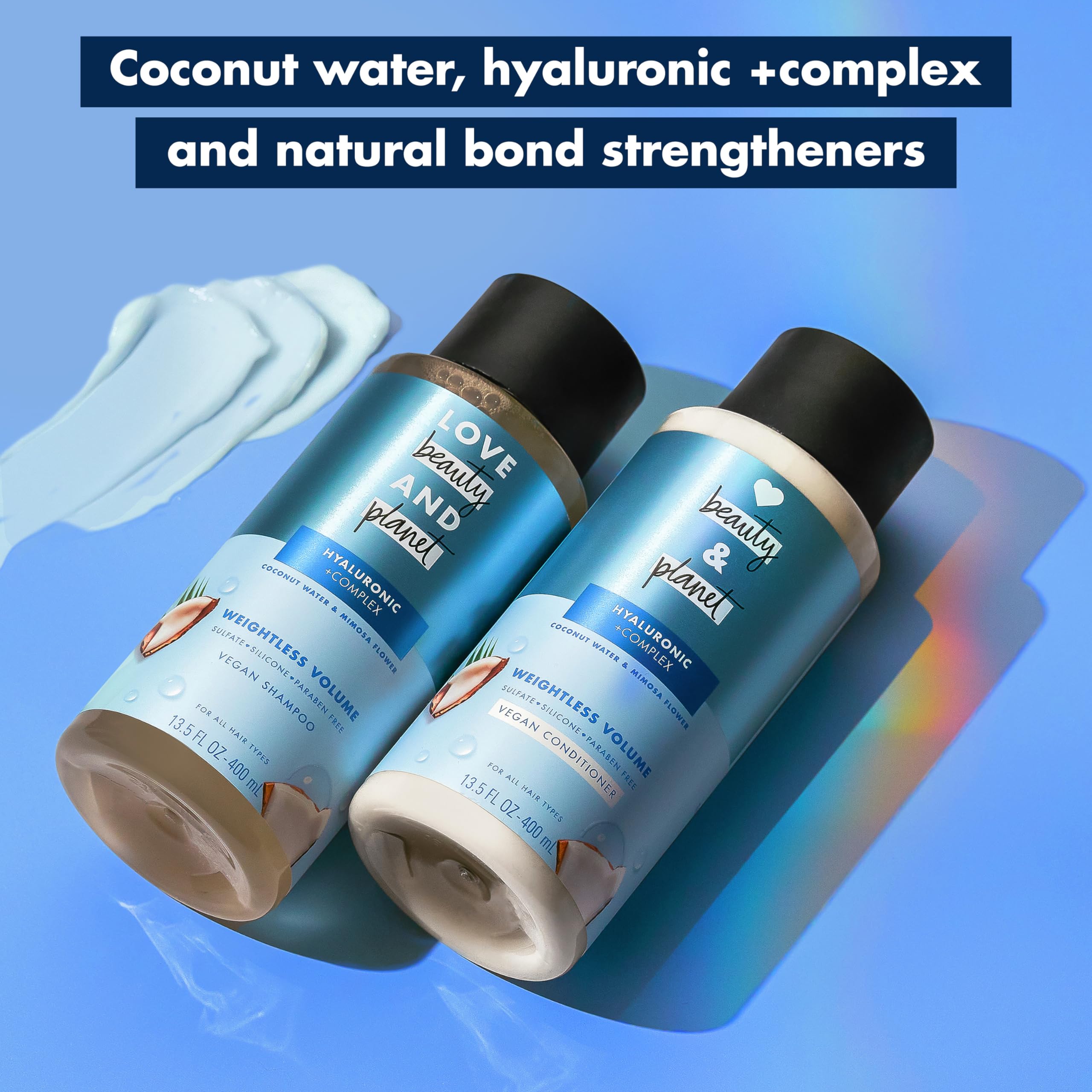 Love Beauty and Planet cruelty-free-label details vegan, sulfate-free formula.