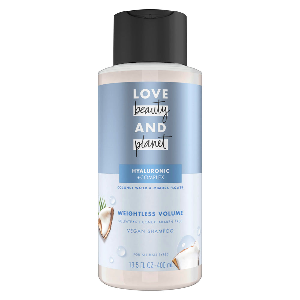 Love Beauty and Planet weightless volume bottle offers lift for fine hair.