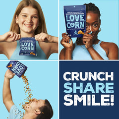 Love Corn Fab Four Hot Spicy bag featuring a light kick and crunchy texture