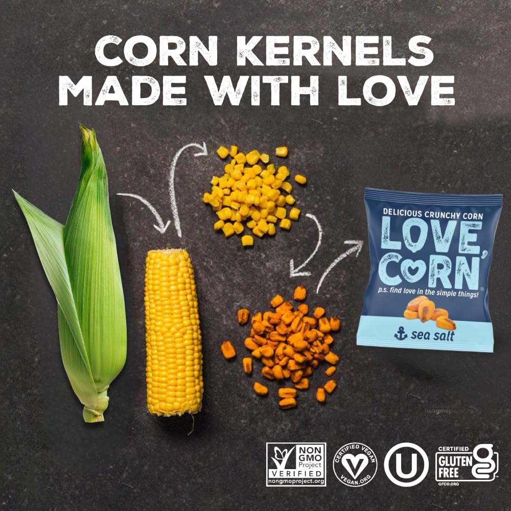 Love Corn Fab Four Salt Vinegar bag with tangy crunch for on-the-go snacking