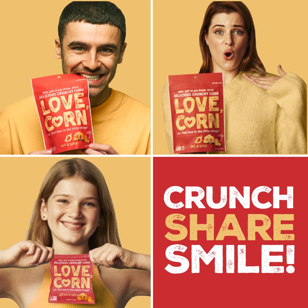 Love Corn Hot & Spicy family share pack conveys easy communal snacking.