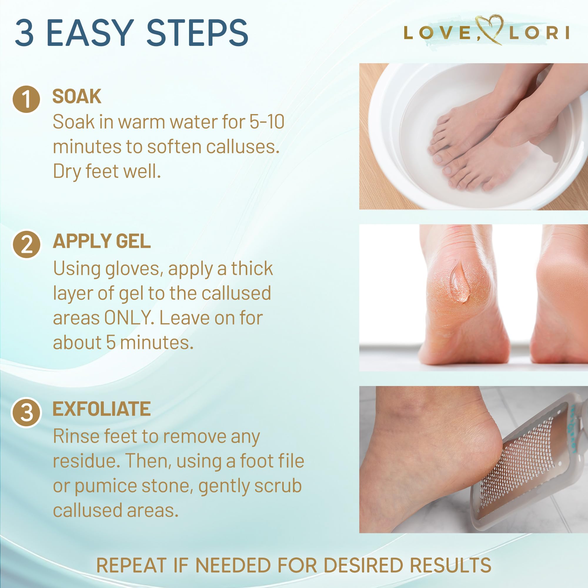 LOVE LORI foot care gloves applied gel safely to calluses
