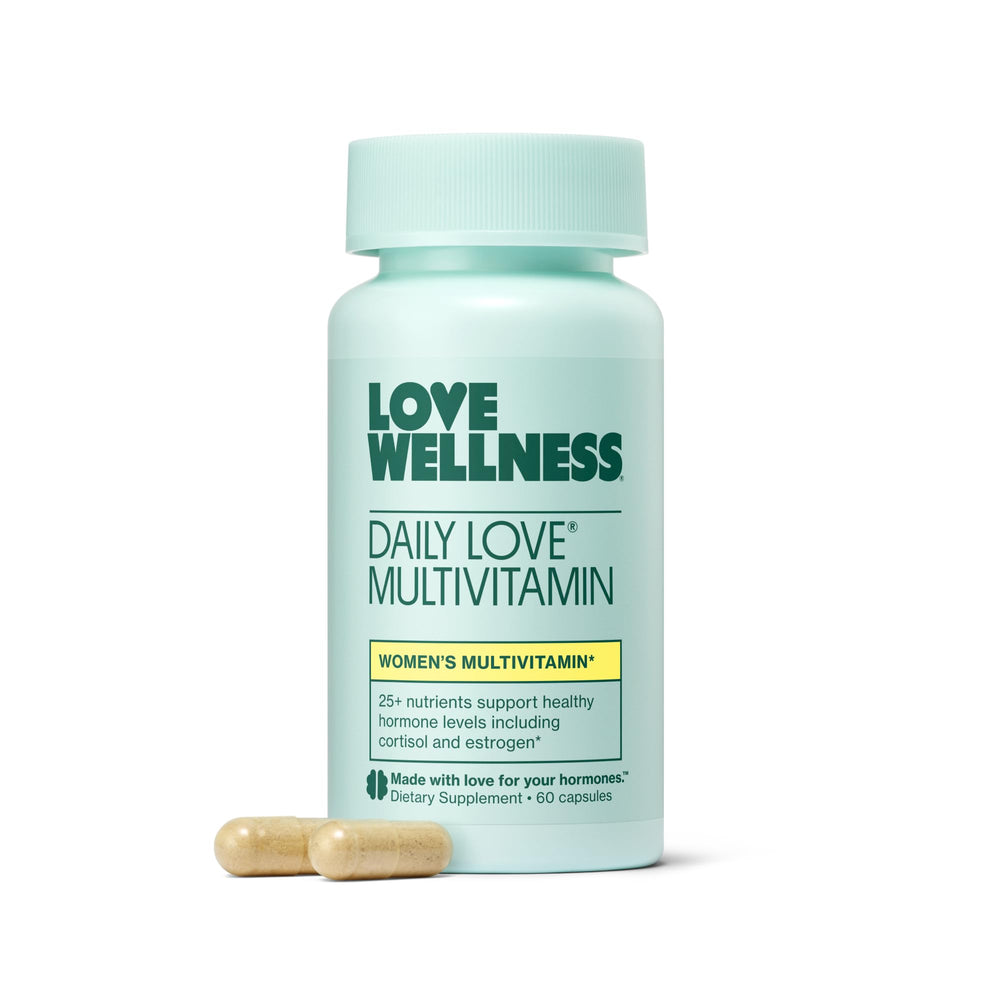 Love Wellness Daily Love multivitamin bottle highlighting energy and immune support.