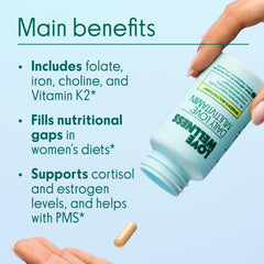 Pouring Daily Love capsules into a glass for convenient daily use.
