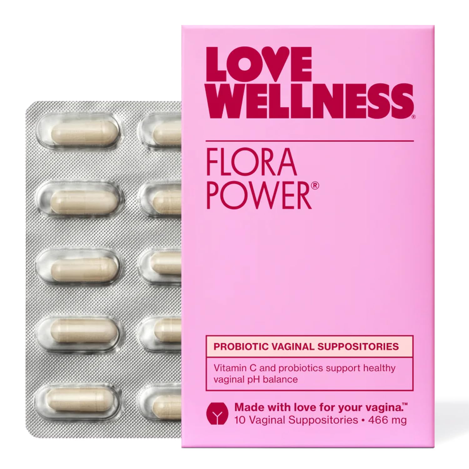 Love Wellness Flora Power suppositories pack for daily use and pH balance