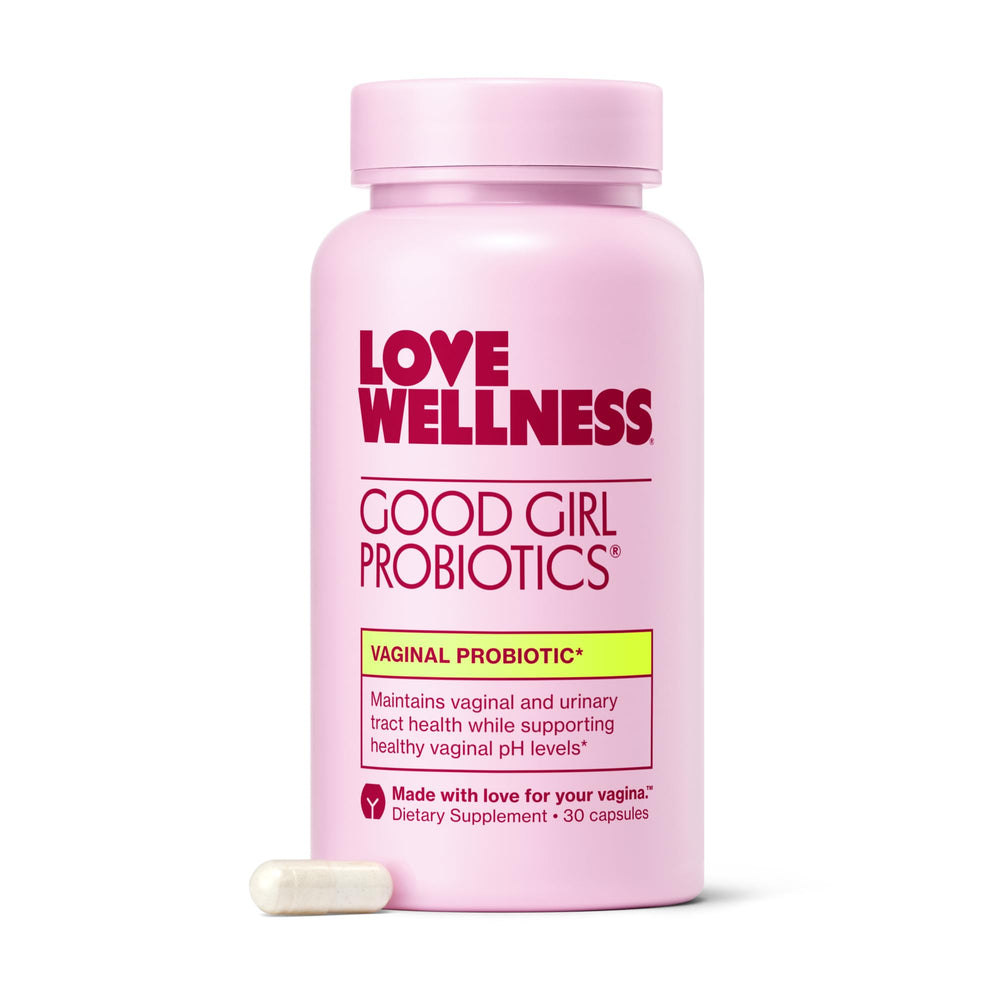Love Wellness Good Girl Probiotics bottle for daily vaginal health support.