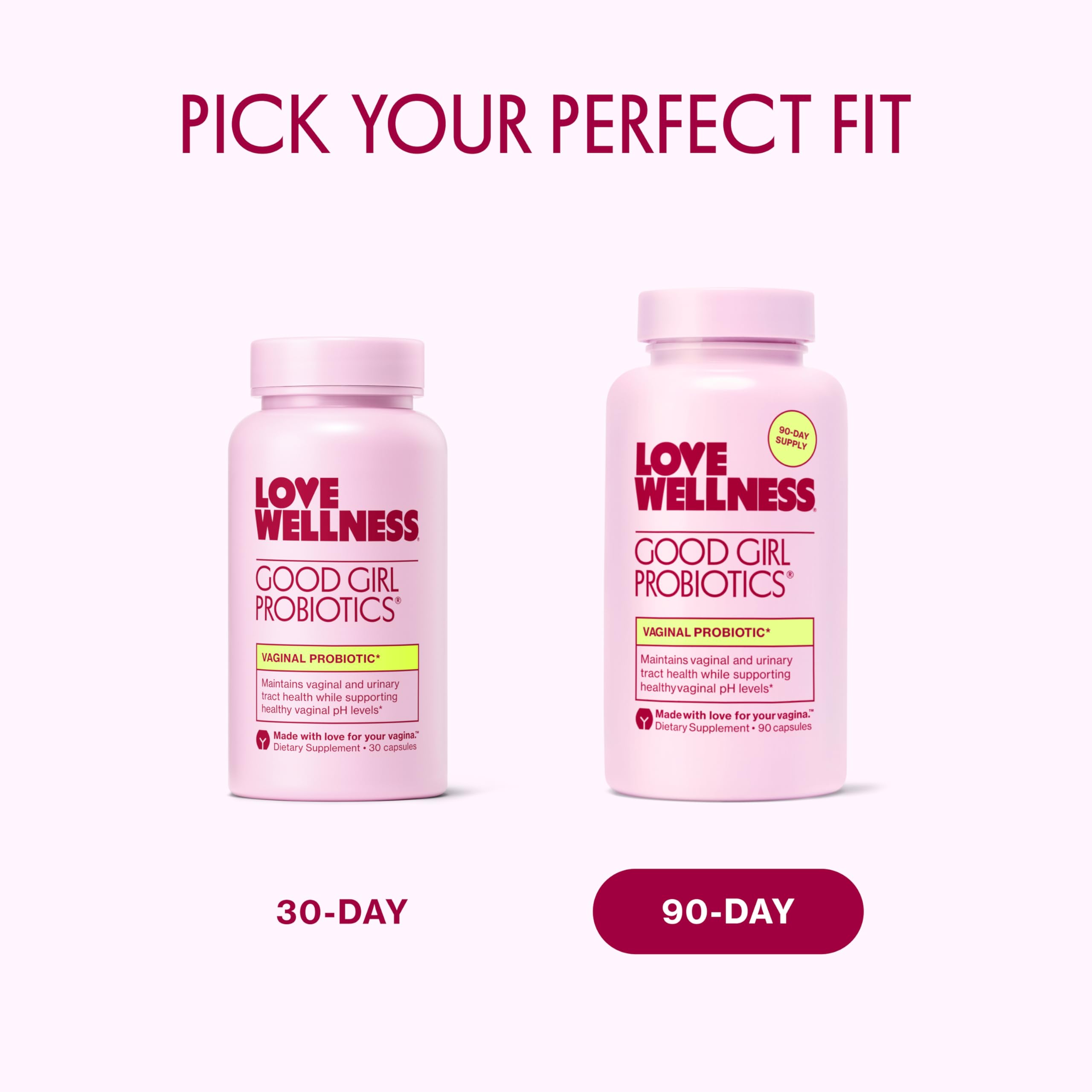 Love Wellness Good Girl Probiotics gift-ready packaging for care.
