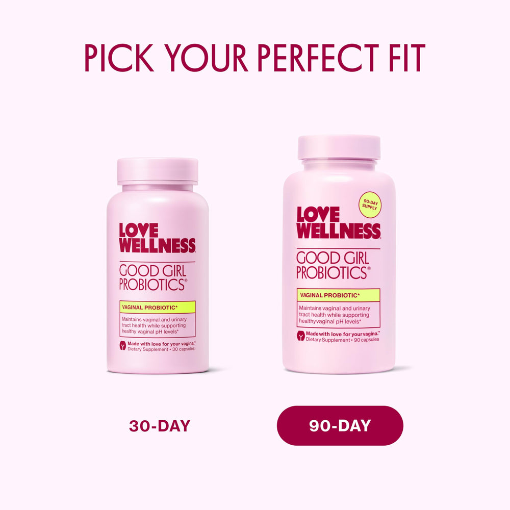 Love Wellness Good Girl Probiotics gift-ready packaging for care.