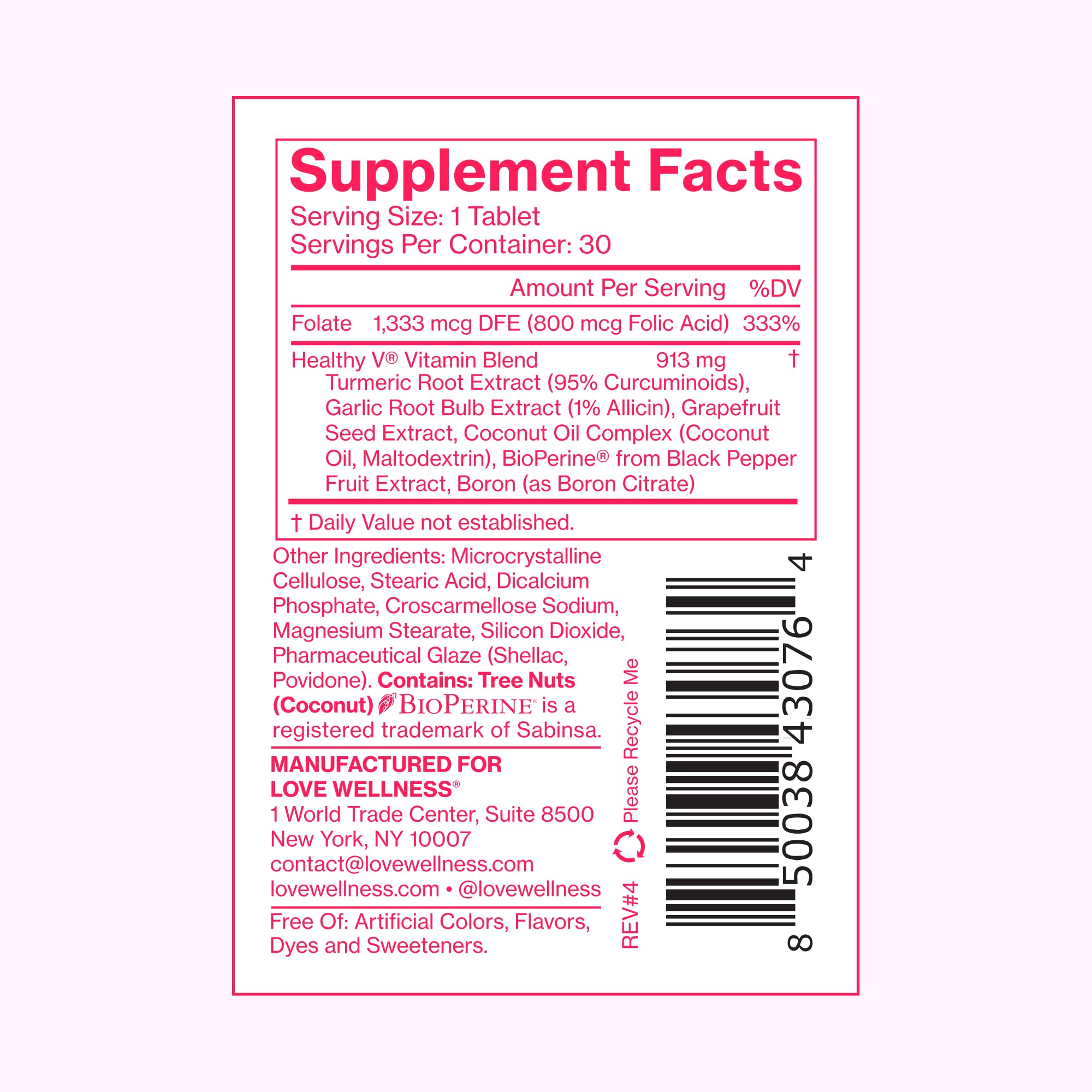 Love Wellness Healthy V Vitamin bottle and pills support immune health daily