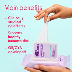 Love Wellness pH-balancing wipes on the go for refreshed skin after workouts.