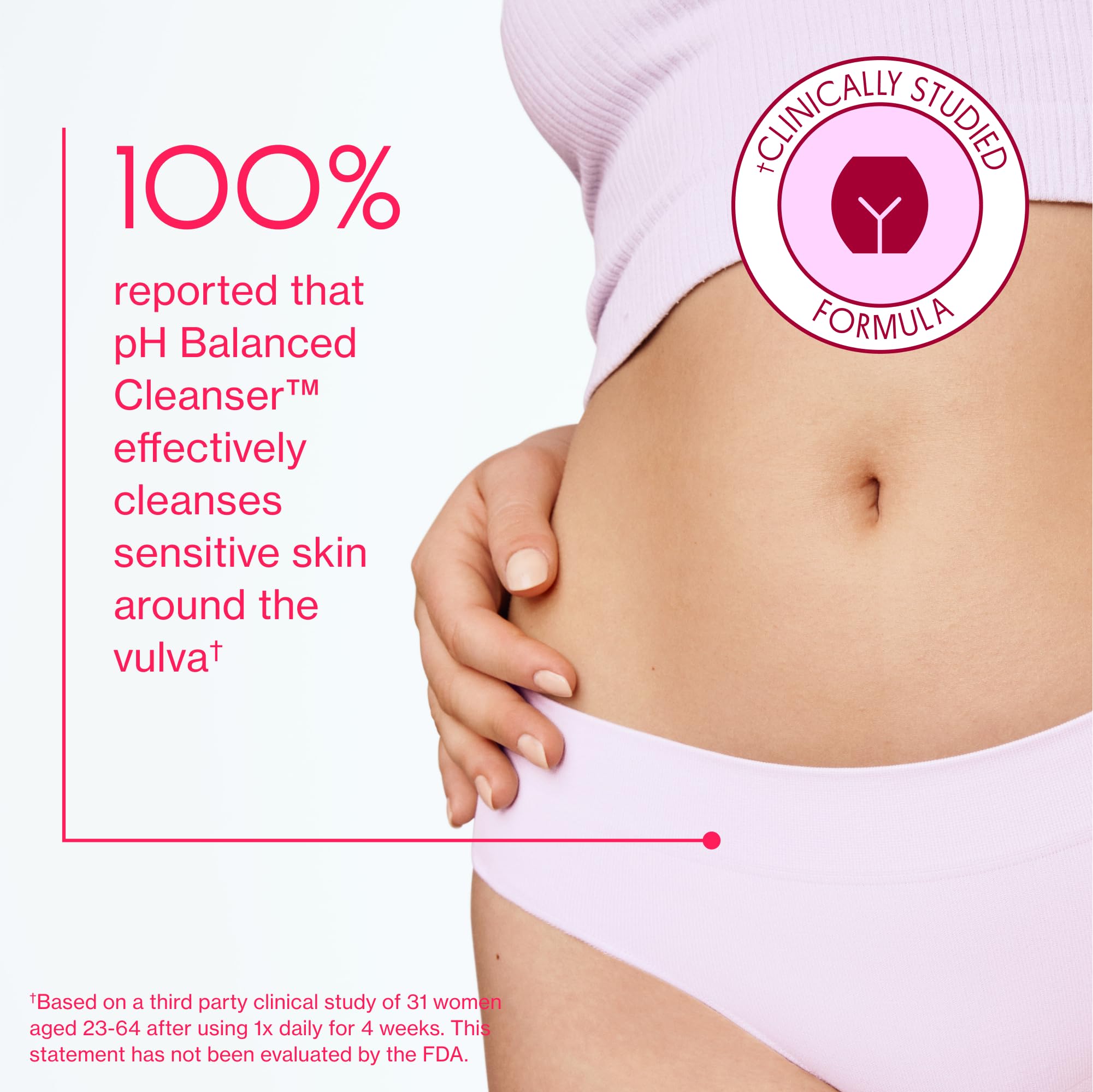 Fragrance-free Love Wellness cleanser on a bathroom counter for daily hygiene.