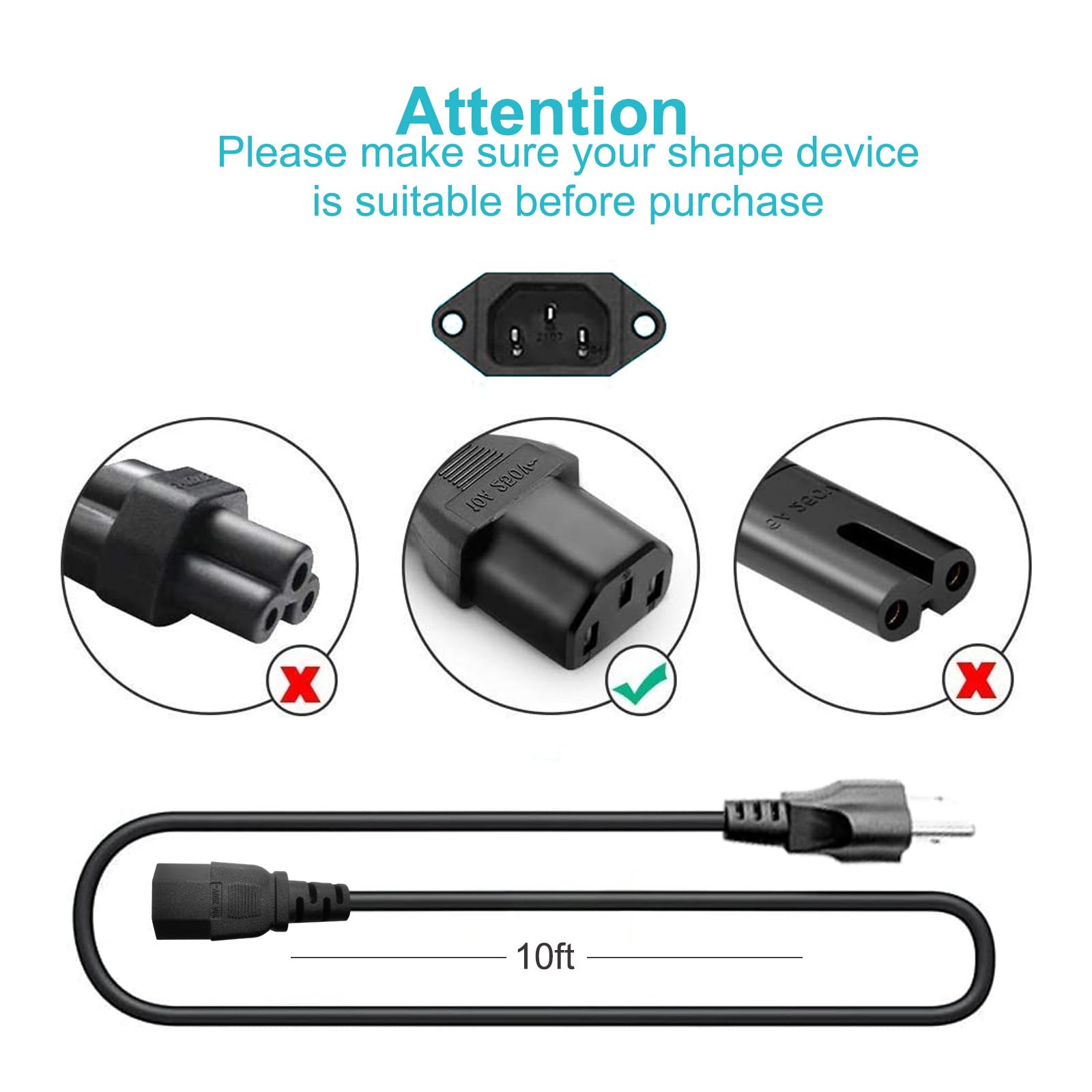 Love your yy 10ft AC cord with NEMA 5-15P end, ideal for treadmill power.