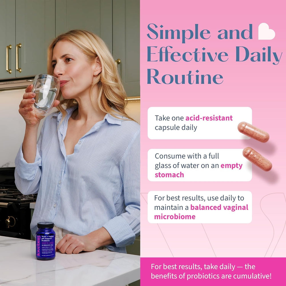 LOVEBUG packaging promotes easy daily feminine health routine.