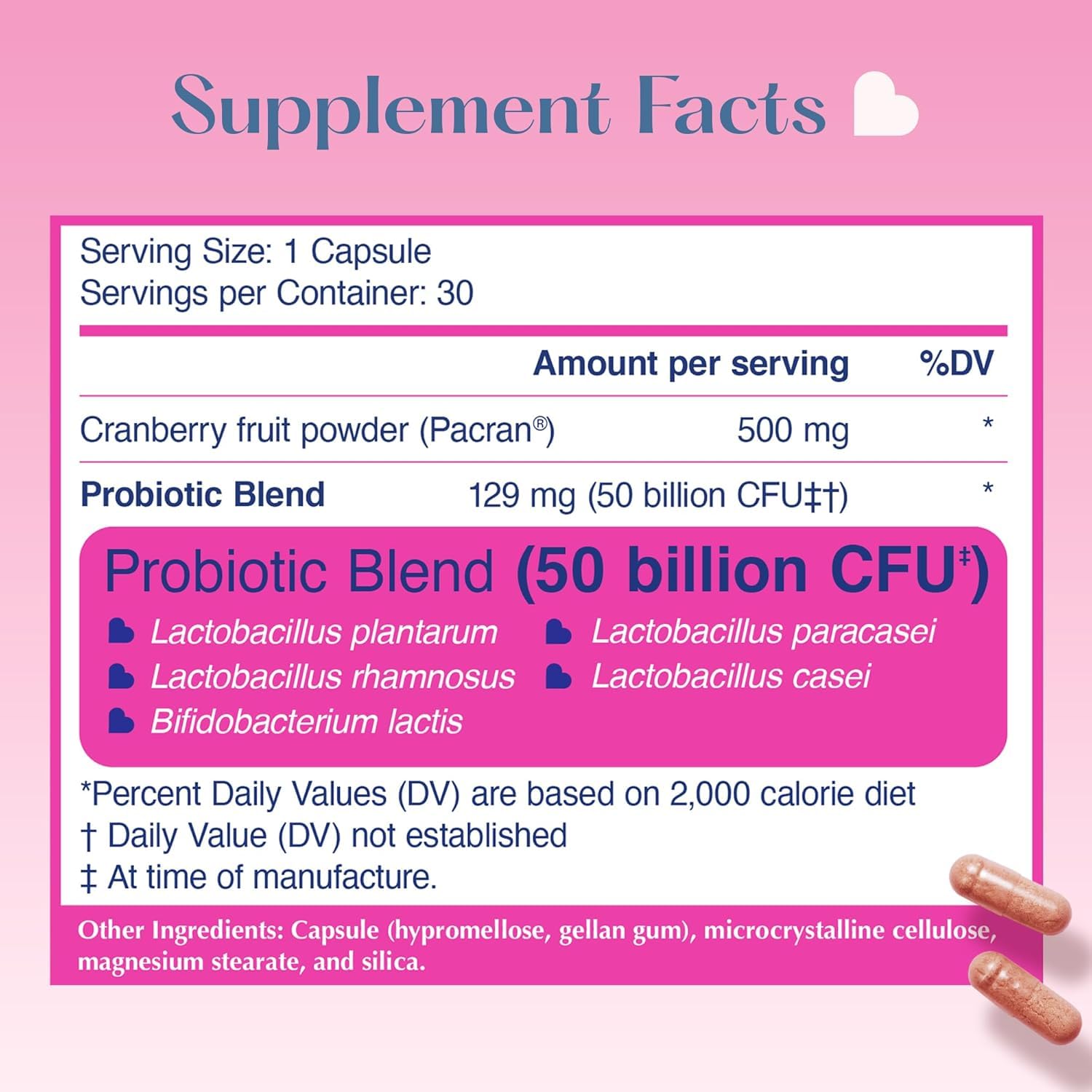 LOVEBUG probiotics women label highlights multi-strain formula for balanced intimate flora.