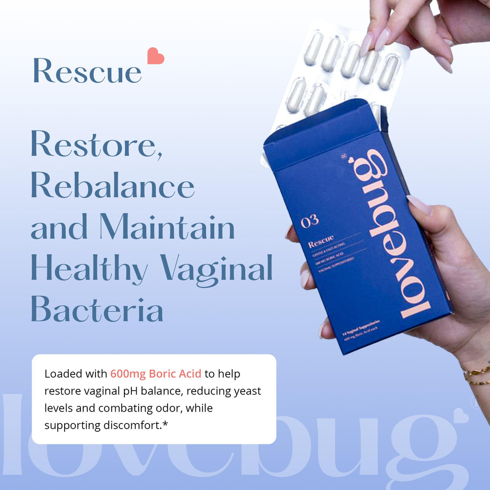 LoveBug Rescue boric acid suppository in hand, ready for bedtime application